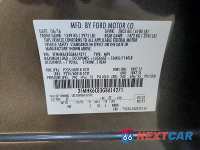 Zdjęcie 14 z 14 samochodu: 2016 FORD FLEX SEL VIN:2FMHK6C83GBA14271 - miniatura