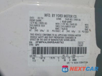 Zdjęcie 14 z 14 samochodu: 2024 FORD EDGE SEL VIN:2FMPK4J98RBA80782 - miniatura
