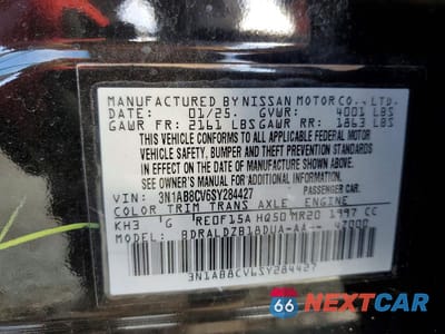 Zdjęcie 12 z 12 samochodu: 2025 NISSAN SENTRA SV VIN:3N1AB8CV6SY284427 - miniatura