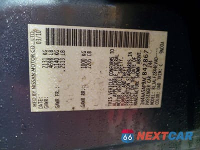 Zdjęcie 14 z 14 samochodu: 2010 NISS MAXIMA 3.5 S VIN:1N4AA5AP9AC842867 - miniatura