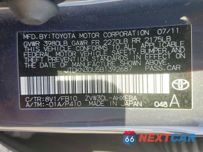 Zdjęcie 12 z 12 samochodu: 2011 TOYOTA PRIUS III VIN:JTDKN3DU5B1392687 - miniatura
