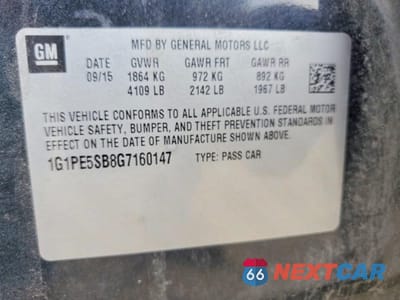 Zdjęcie 12 z 13 samochodu: 2016 CHEVROLET CRUZE LIMITED LT VIN:1G1PE5SB8G7160147 - miniatura