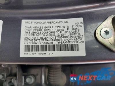 Zdjęcie 13 z 13 samochodu: 2020 HONDA ACCORD SPORT VIN:1HGCV1F37LA013348 - miniatura