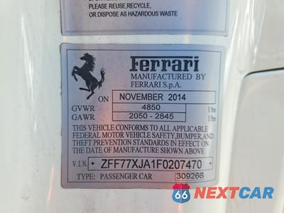Zdjęcie 12 z 14 samochodu: 2015 FERRARI CALIFORNIA T VIN:ZFF77XJA1F0207470 - miniatura