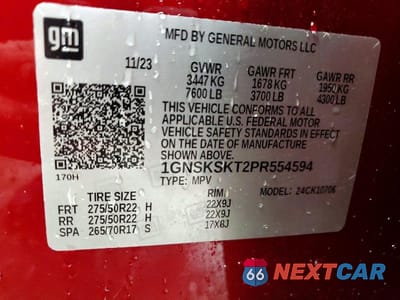 Zdjęcie 14 z 14 samochodu: 2023 CHEVROLET TAHOE K1500 PREMIER VIN:1GNSKSKT2PR554594 - miniatura