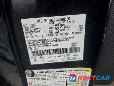 Zdjęcie 12 z 12 samochodu: 2012 FORD F150 VIN:1FTFW1EF9CFC66565 - miniatura