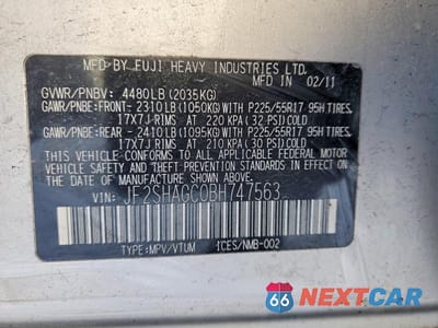 Zdjęcie 14 z 14 samochodu: 2011 SUBARU FORESTER TOURING VIN:JF2SHAGC0BH747563 - miniatura