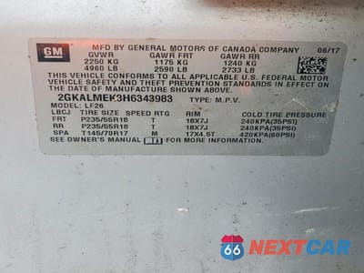 Zdjęcie 13 z 13 samochodu: 2017 GMC TERRAIN SLE VIN:2GKALMEK8H6343983 - miniatura