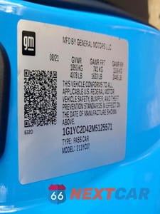 Zdjęcie 13 z 13 samochodu: 2021 CHEVROLET CORVETTE STINGRAY 3LT VIN:1G1YC2D42M5125571 - miniatura