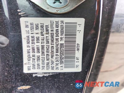 Zdjęcie 13 z 13 samochodu: 2013 HONDA CIVIC LX VIN:19XFB2F53DE075596 - miniatura