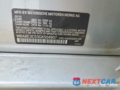 Zdjęcie 13 z 13 samochodu: 2016 BMW 328 4D SEDAN 328I XDRIVE SPORT VIN:WBA8E3C53GK504907 - miniatura