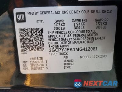 Zdjęcie 12 z 13 samochodu: 2021 CHEVROLET SILVERADO K1500 LT VIN:3GCPYJEK1MG412081 - miniatura