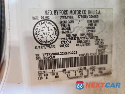 Zdjęcie 13 z 13 samochodu: 2002 FORD F150 SUPERCREW VIN:1FTRW08L22KE23223 - miniatura