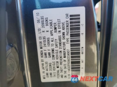 Zdjęcie 13 z 13 samochodu: 2010 ACURA TSX VIN:JH4CU2F6XAC034907 - miniatura