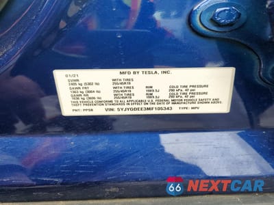 Zdjęcie 12 z 13 samochodu: 2021 TESLA MODEL Y VIN:5YJYGDEE3MF105343 - miniatura