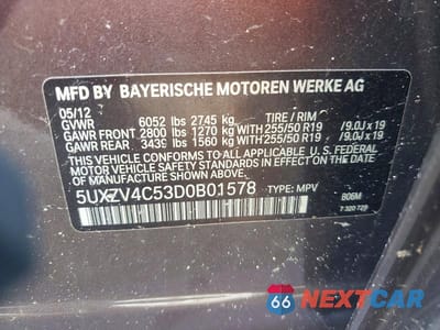 Zdjęcie 13 z 13 samochodu: 2013 BMW X5 XDRIVE35I VIN:5UXZV4C53D0B01578 - miniatura