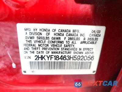 Zdjęcie 14 z 14 samochodu: 2003 HONDA PILOT EX VIN:2HKYF18463H592056 - miniatura