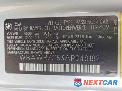 Zdjęcie 12 z 12 samochodu: 2010 BMW 335 I VIN:WBAWB7C53AP048182 - miniatura