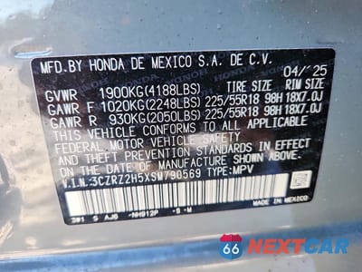 Zdjęcie 14 z 14 samochodu: 2025 HONDA HR-V SPORT VIN:3CZRZ2H5XSM790569 - miniatura