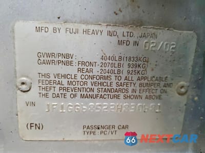 Zdjęcie 12 z 12 samochodu: 2002 SUBARU IMPREZA OUTBACK SPORT VIN:JF1GG68522H830681 - miniatura