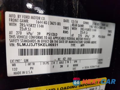 Zdjęcie 13 z 13 samochodu: 2019 LINCOLN NAVIGATOR L SELECT VIN:5LMJJ3JT5KEL06931 - miniatura