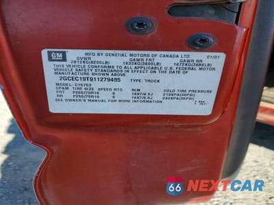 Zdjęcie 12 z 12 samochodu: 2001 CHEVROLET SILVERADO C1500 VIN:2GCEC19T911279485 - miniatura