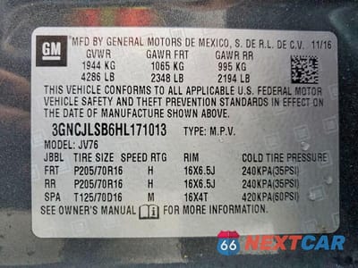 Zdjęcie 13 z 13 samochodu: 2017 CHEVROLET TRAX 1LT VIN:3GNCJLSB6HL171013 - miniatura