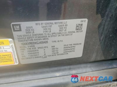 Zdjęcie 13 z 13 samochodu: 2012 GMC ACADIA SLT-1 VIN:1GKKVREDXCJ409426 - miniatura