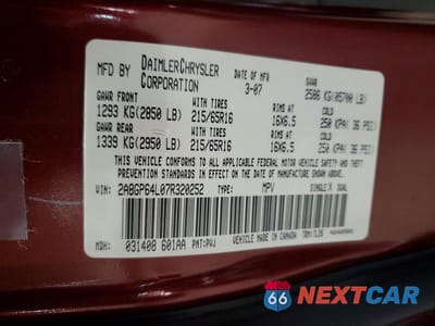 Zdjęcie 13 z 13 samochodu: 2007 CHRYSLER TOWN & COUNTRY LIMITED VIN:2A8GP64L07R320252 - miniatura
