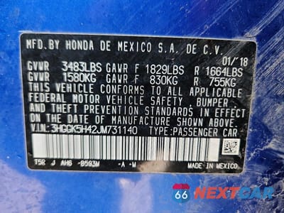 Zdjęcie 13 z 13 samochodu: 2018 HONDA FIT LX VIN:3HGGK5H42JM731140 - miniatura