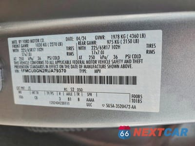 Zdjęcie 13 z 13 samochodu: 2024 FORD ESCAPE ACTIVE VIN:1FMCU0GN2RUA79370 - miniatura
