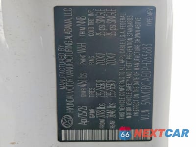 Zdjęcie 13 z 13 samochodu: 2023 HYUNDAI TUCSON SEL VIN:5NMJBCAE0PH265683 - miniatura