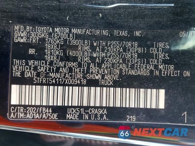 Zdjęcie 12 z 12 samochodu: 2007 TOYOTA TUNDRA DOUBLE CAB SR5 VIN:5TFRT54117X009418 - miniatura