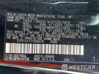 Zdjęcie 12 z 12 samochodu: 2007 TOYOTA TUNDRA DOUBLE CAB SR5 VIN:5TFRT54117X009418 - miniatura