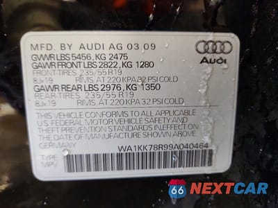 Zdjęcie 13 z 13 samochodu: 2009 AUDI Q5 3.2 VIN:WA1KK78R99A040464 - miniatura