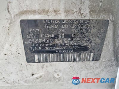 Zdjęcie 12 z 12 samochodu: 2022 HYUNDAI ACCENT SEL VIN:3KPC24A66NE164370 - miniatura