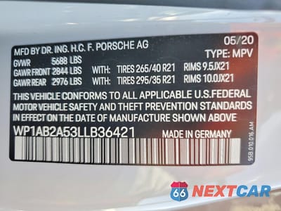 Zdjęcie 14 z 14 samochodu: 2020 PORSCHE MACAN S VIN:WP1AB2A53LLB36421 - miniatura