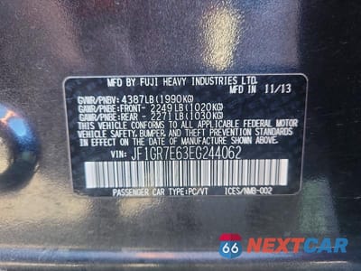 Zdjęcie 13 z 13 samochodu: 2014 SUBARU IMPREZA WRX VIN:JF1GR7E63EG244062 - miniatura