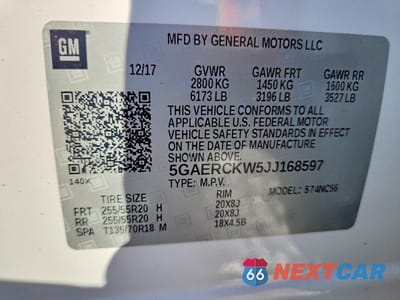 Zdjęcie 14 z 14 samochodu: 2018 BUICK ENCLAVE PREMIUM VIN:5GAERCKW5JJ168597 - miniatura