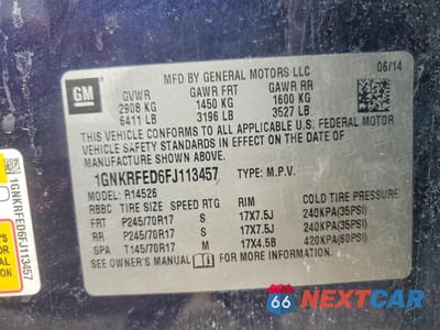 Zdjęcie 13 z 13 samochodu: 2015 CHEVROLET TRAVERSE LS VIN:1GNKRFED6FJ113457 - miniatura