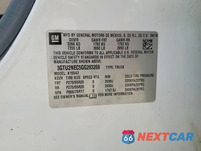 Zdjęcie 12 z 12 samochodu: 2016 GMC SIERRA K1500 SLT VIN:3GTU2NEC5GG283268 - miniatura