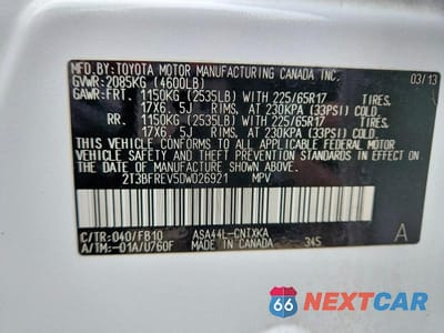 Zdjęcie 13 z 13 samochodu: 2013 TOYOTA RAV4 LE VIN:2T3BFREV5DW026921 - miniatura
