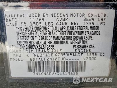 Zdjęcie 13 z 13 samochodu: 2025 NISSAN VERSA SV VIN:3N1CN8EVXSL819835 - miniatura