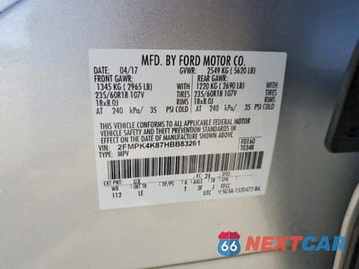 Zdjęcie 14 z 14 samochodu: 2017 FORD EDGE TITANIUM VIN:2FMPK4K87HBB83261 - miniatura