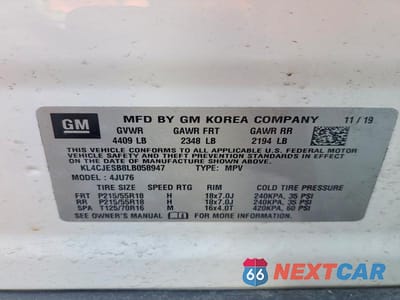 Zdjęcie 14 z 14 samochodu: 2020 BUICK ENCORE PREFERRED VIN:KL4CJESB8LB058947 - miniatura