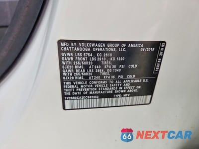 Zdjęcie 14 z 14 samochodu: 2019 VOLKSWAGEN ATLAS SEL VIN:1V2SR2CA2KC562352 - miniatura