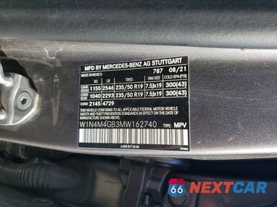 Zdjęcie 12 z 12 samochodu: 2021 MERCEDES-BENZ GLB 250 VIN:W1N4M4GB3MW162740 - miniatura