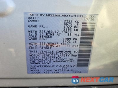 Zdjęcie 13 z 13 samochodu: 2017 NISSAN ROGUE SV VIN:5N1AT2MVXHC742957 - miniatura