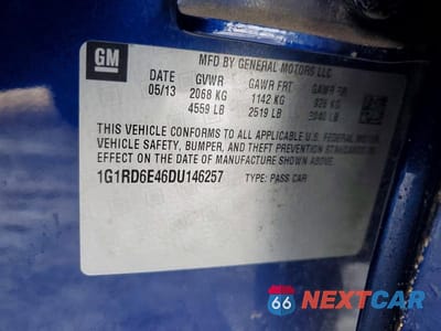 Zdjęcie 12 z 12 samochodu: 2013 CHEVROLET VOLT VIN:1G1RD6E46DU146257 - miniatura