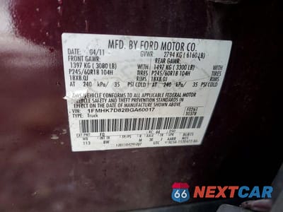 Zdjęcie 14 z 14 samochodu: 2011 FORD EXPLORER XLT VIN:1FMHK7D82BGA60017 - miniatura